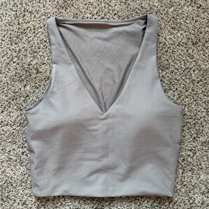 Elegant Gray V-Neck Sports Bra